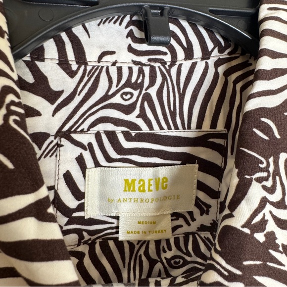 Maeve by Anthropologie Bettina Tiered Midi Shirt Dress Zebra Print Motif Medium - Picture 10 of 12